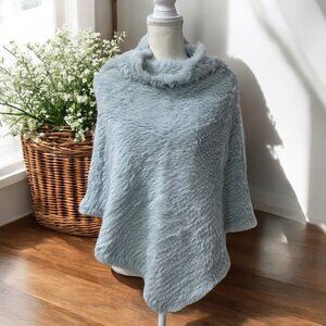 Vintage Brandon Thomas Light Blue‎ Rabbit Fur Mob Wife Poncho
